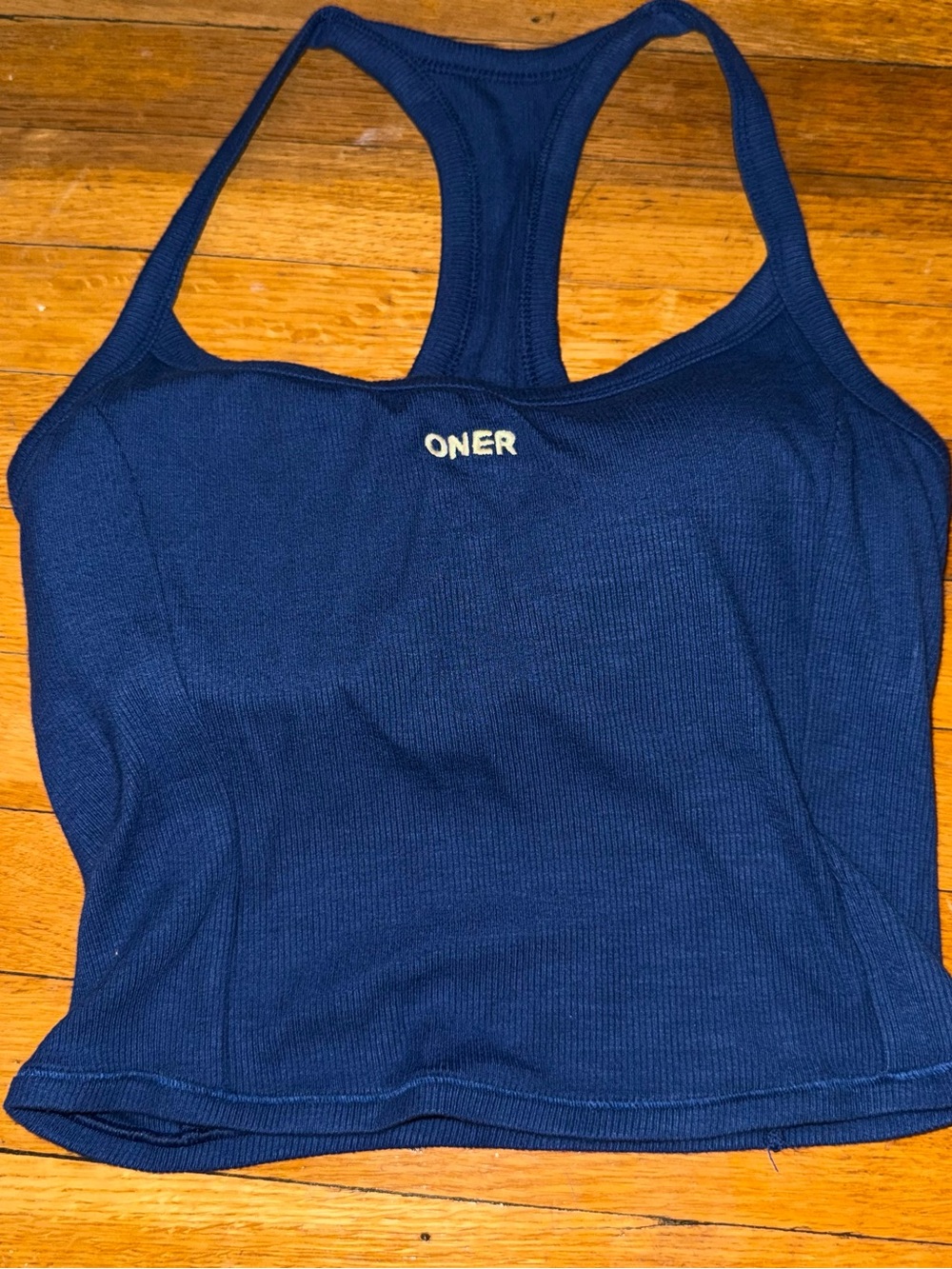 NWOT Mellow™ Rib Racer Back Mid Vest with Built in Bra Shelf | Varsity Blue